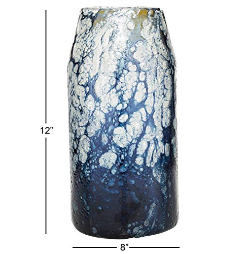 Deco 79 60403 Cylindrical Bubble Texture Blue Glass Vase, 8" x 12", Medium - Image 5
