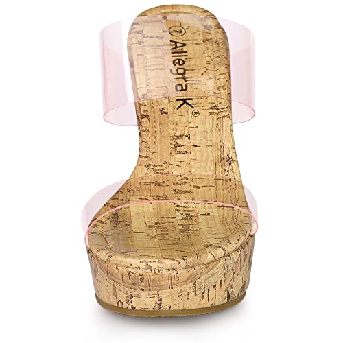 Allegra K Allegra K Women's Clear Platform Transparent Straps Wedge Heels Transparent Pink Sandals 6.5 M US