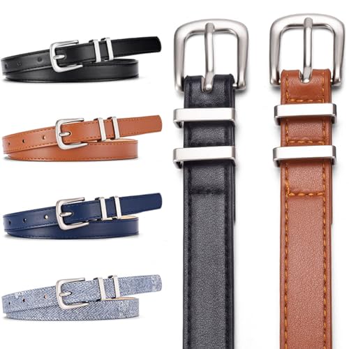 Fashion Womens Leathers Belt Soft Leathers Waist Belt With Metal Pin Buckle For Jeans Pants Width 0.7" Length 41'' 7