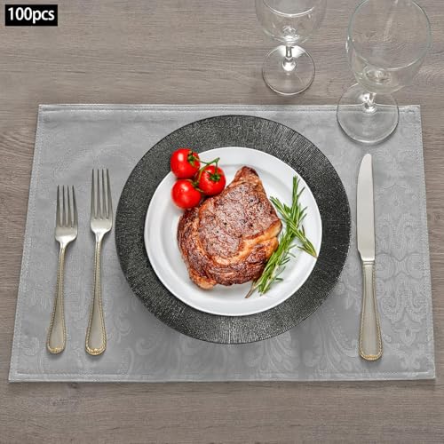 100 Platos Cargadores Plástico Negros 12.99 in Redondos miniatura 3