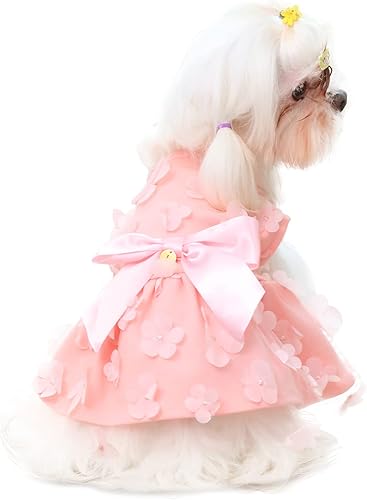 Miniatura 7 de Laifug Vestido de perro con estampado de cachorro, vestido de princesa para perro, ropa de fiesta linda (rosa, M)