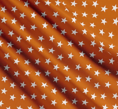 Image of Soimoi Orange Cotton Cambric Fabric Stars Star Print Sewing Fabric Meter 58 Inch Wide