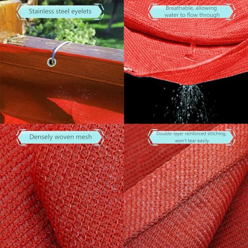 Cache balcon brise vue 73 x 400 cm résistant lavable rouge - 6
