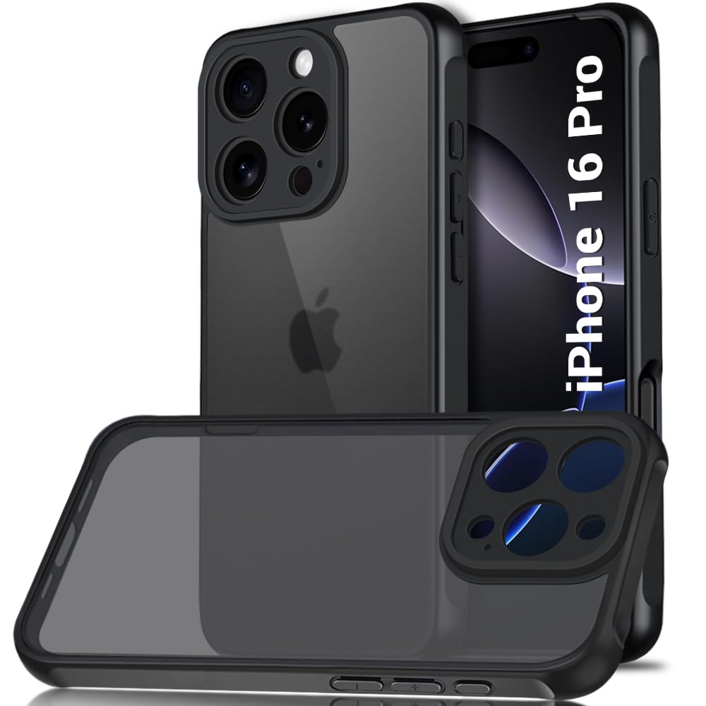 TheGiftKart Hybrid Matte Frosted Translucent Back Cover Case for iPhone 16 Pro | Shockproof Design | Camera Protection Module | Hard Back Cover for iPhone 16 Pro (PC & TPU, Frost Black) (B0DFH9M8XP) Amazon Price History, Amazon Price Tracker