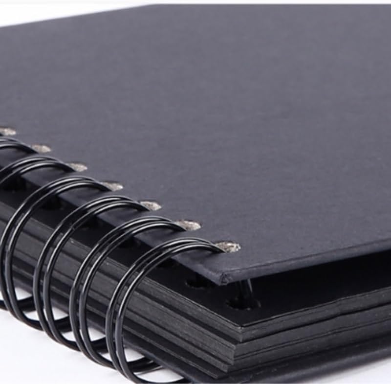 Travel Growth Commemorative Book ﻿ Black Cardboard Inner Page Album Ribbon Coil Scrapbook Applicable to Photos, Receipts, Star Cards, etc(Natural)