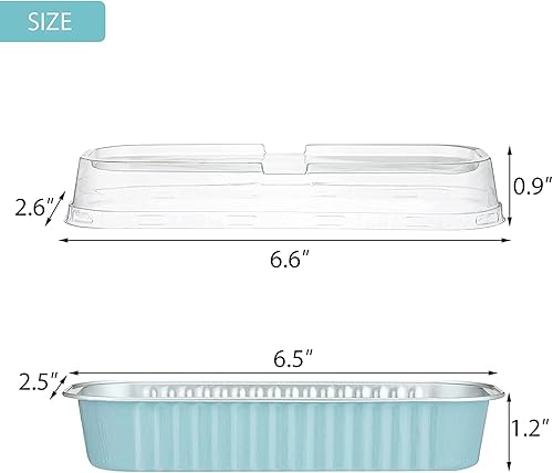 Miniatura 2 de EUSOAR Ramequines desechables con tapas, 100 piezas de 6.8 onzas, 6.5 x 2.5 x 1.2 pulgadas, papel de aluminio azul para hornear, tazas de postre