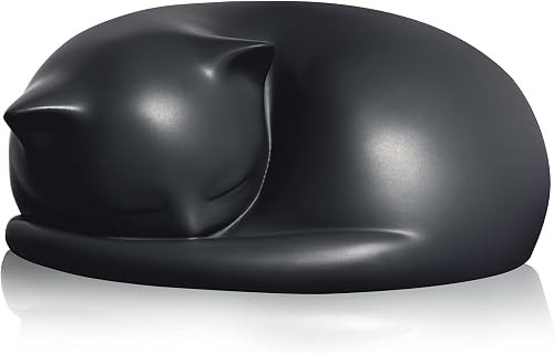Cat Urn, Sleeping Resin Cremation Pet Urns for Cat Ashes, Black