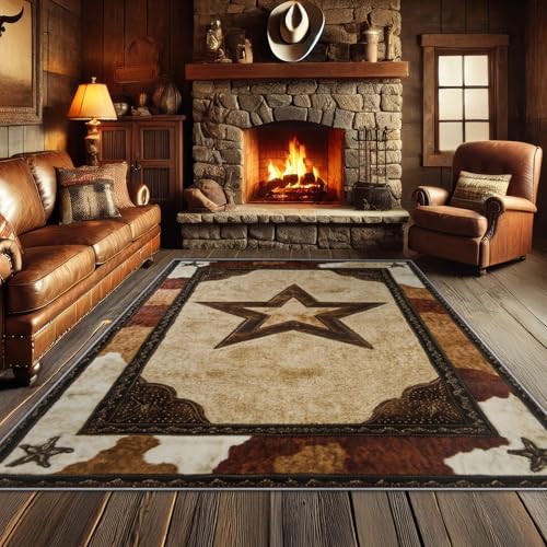Aquailis Western Rugs for Living Room - 7x10 Rug, Texas