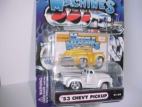 Figurine Car 2001 Muscle Machines '53 Chevy Pickup Silver White # 01-62 - Die Cast Adult Collectible 1:64 Scale
