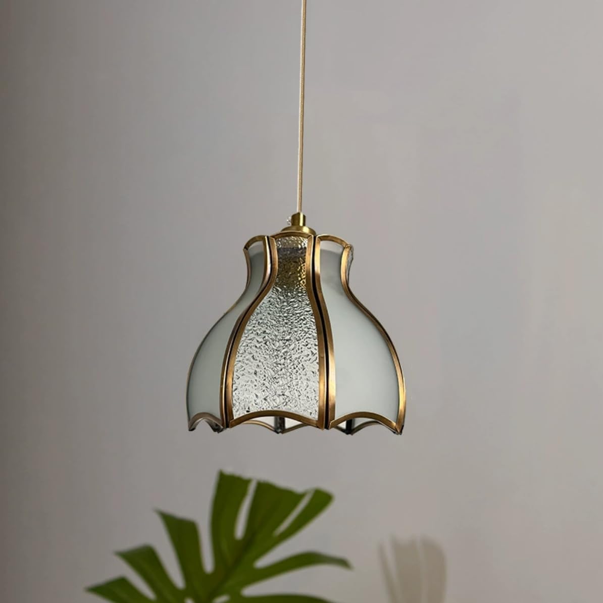 Mid-Century Brass Pendant Light Cone Shaped Opal Frosted Glass 1 Light Vintage Gold Hanging Ceiling Light Traditional Pendant Lighting for Kitchen Island