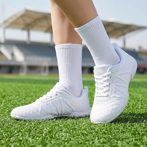 BAXINIER Girls Cheer Shoes White Dance Sneakers - White 12 Little Kid by BAXINIER - Used condition - US$25.60