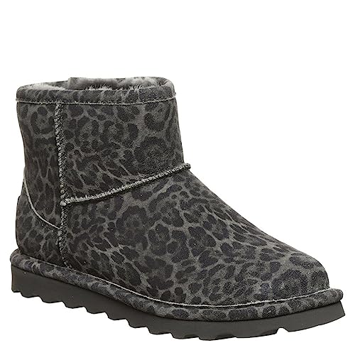 Bearpaw Women's Aleesa Exotic Gray Leopard Size 6 | Women's Ankle Boot | Women's Slip On Boot | Comfortable Winter Boot #TOP1