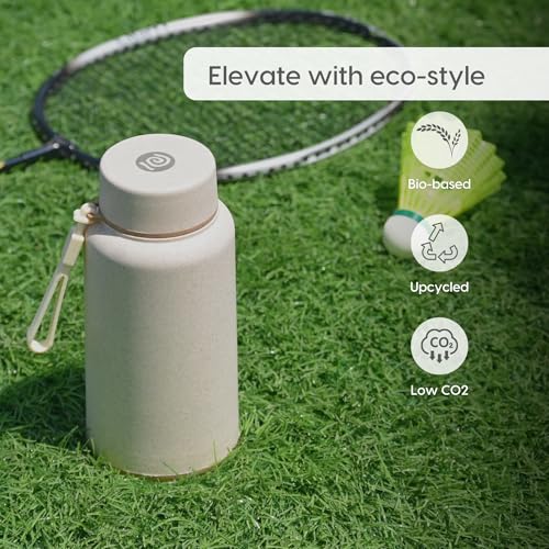 Image of Eha Earth Friendly Hydralife Water Bottle for Office & Schools | 400 ml Stainless Steel Water Bottle for Kids & Adults Made with Rice Husk | Bottle for Men, Women | Leak Proof | 2 Unit