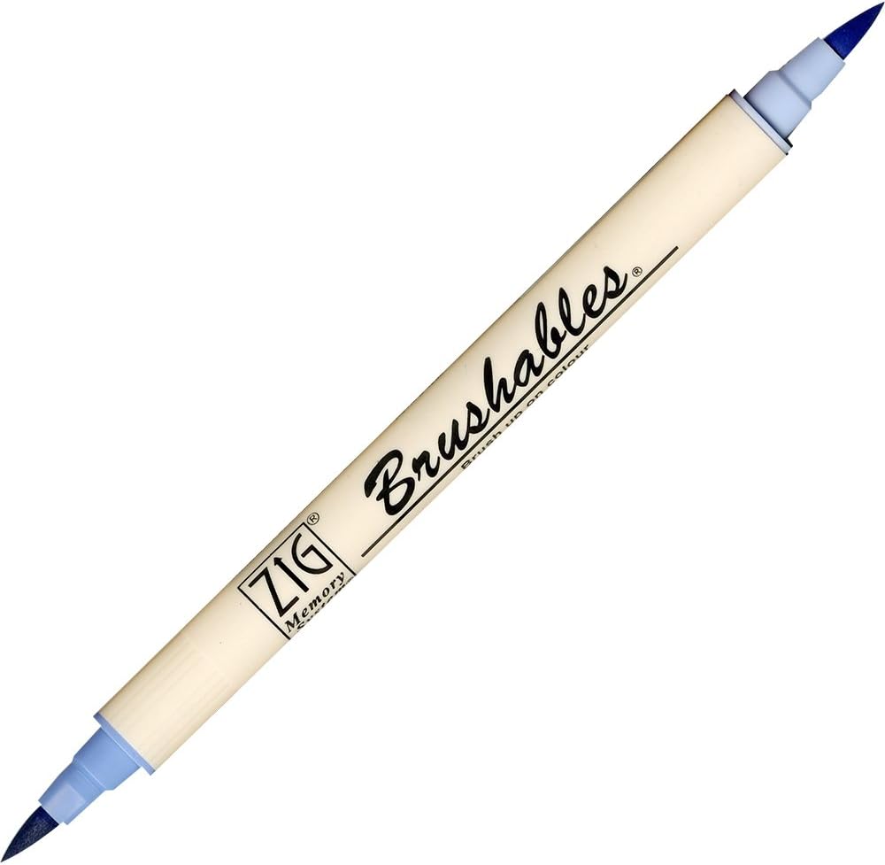Kuretake Zig BRUSHABLES 6 VIVID Colors set, TWO-TONED pen, Twin brush tips, Waterproof when dry, No mess, Photo-Safe, Acid Free, Lightfast, Odourless, Xylene Freeing, Archival Quality, Made in Japan