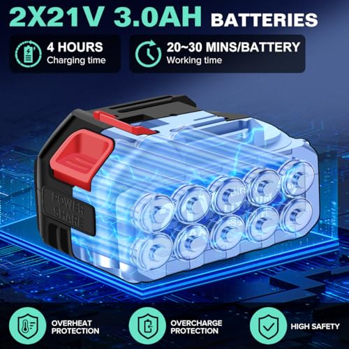 Cordless Pressure Washer Battery Powered;1100PSI Portable Cordless Power Washer,with Brushless Motor,2 Packs Battery&Charger,6-in-1 Nozzle, Foam Cannon, Electric Power Cleaner for Car, Garden, Home - Thumbnail 4