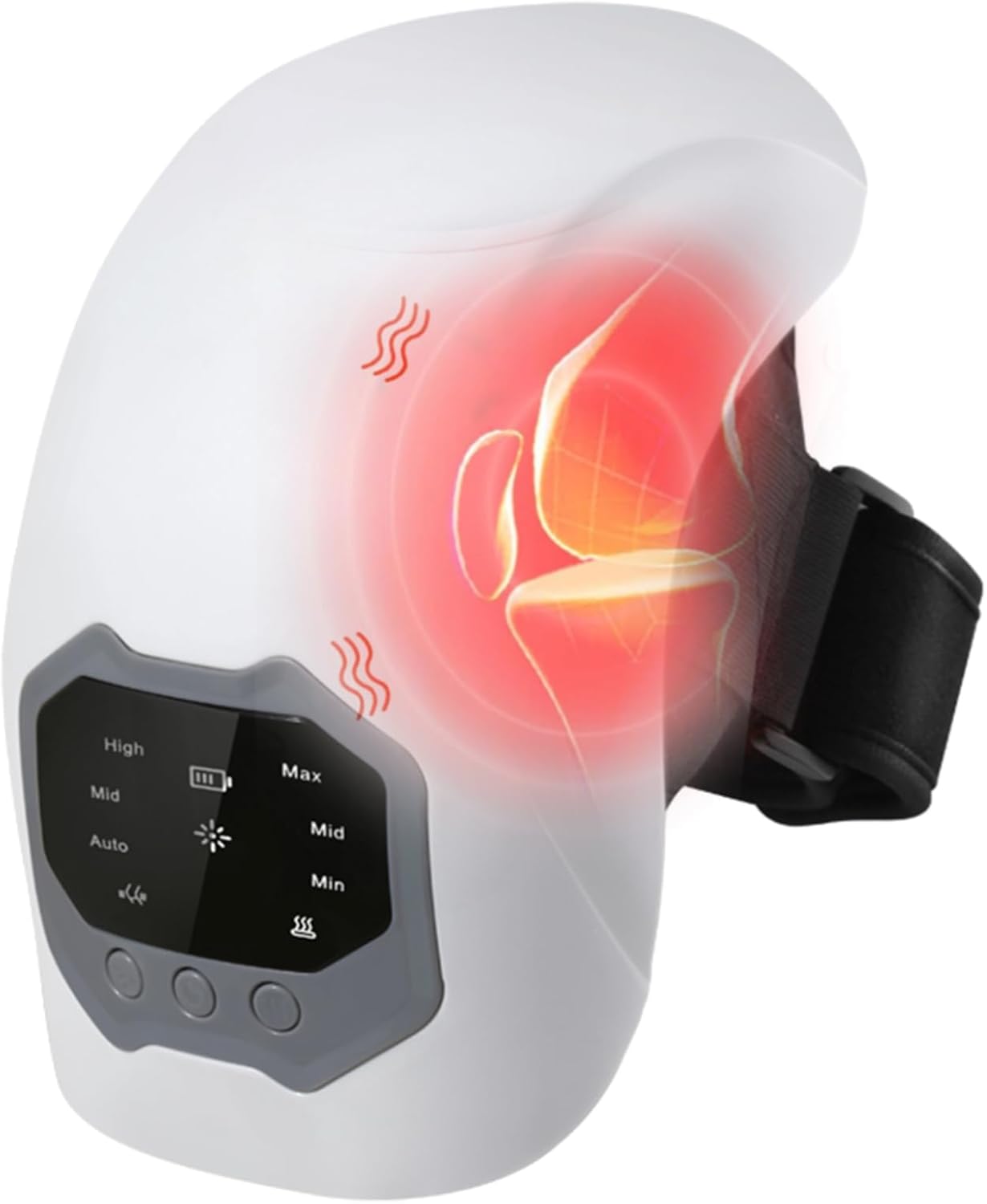 Cordless Portable Knee Massager with Heat, 3 Vibration Modes, 3 Heating Levels for Pain Relief, LED Screen and Adjustable Straps, Gifts for Adults, Mom,Women and Men