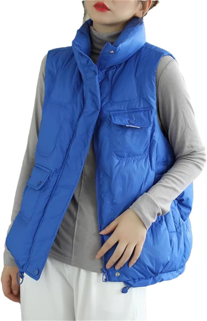 Women Down Cotton Vest Coat All-Match Solid Color Warm Sleeveless Parkas Waistcoat Jacket Top