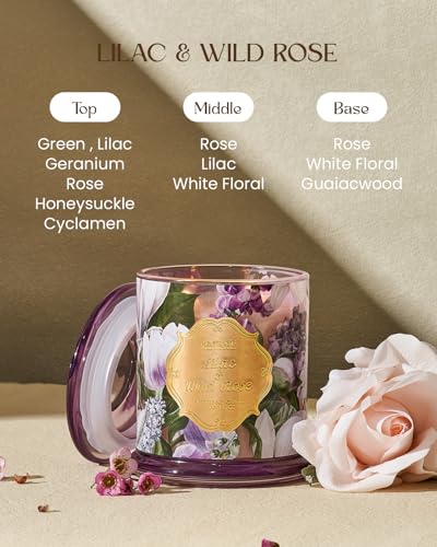 M&SENSE Lilac Wild Rose Large Soy Scented Candles Gifts for Women Long Burning 360g 75H Organic Candles Gifts for Men Non Toxic Long Lasting Candle for Home Strong Scented Floral Aromatherapy Candle - Image 3