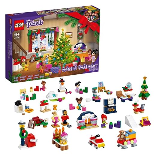 LEGO 41690 Friends Adventskalender 2021 Minibyggset, Julleksaker för Barn med 5 Minidockor