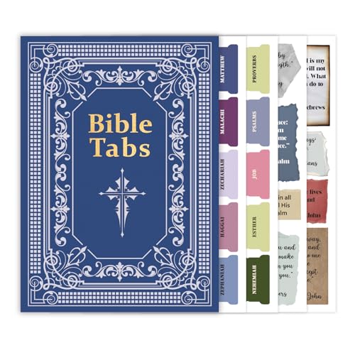 ZHIJIANHZ Bible Tabs for Study Bible with Inspirational Verse Stickers, 66 Laminated Peel and Stick Book Chapter Tabs, Large Print Colorful Design for Easy Navigation