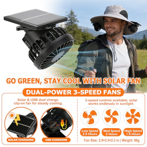 Sombrero tipo Bucket con ventiladores solares para hombre y mujer miniatura 2