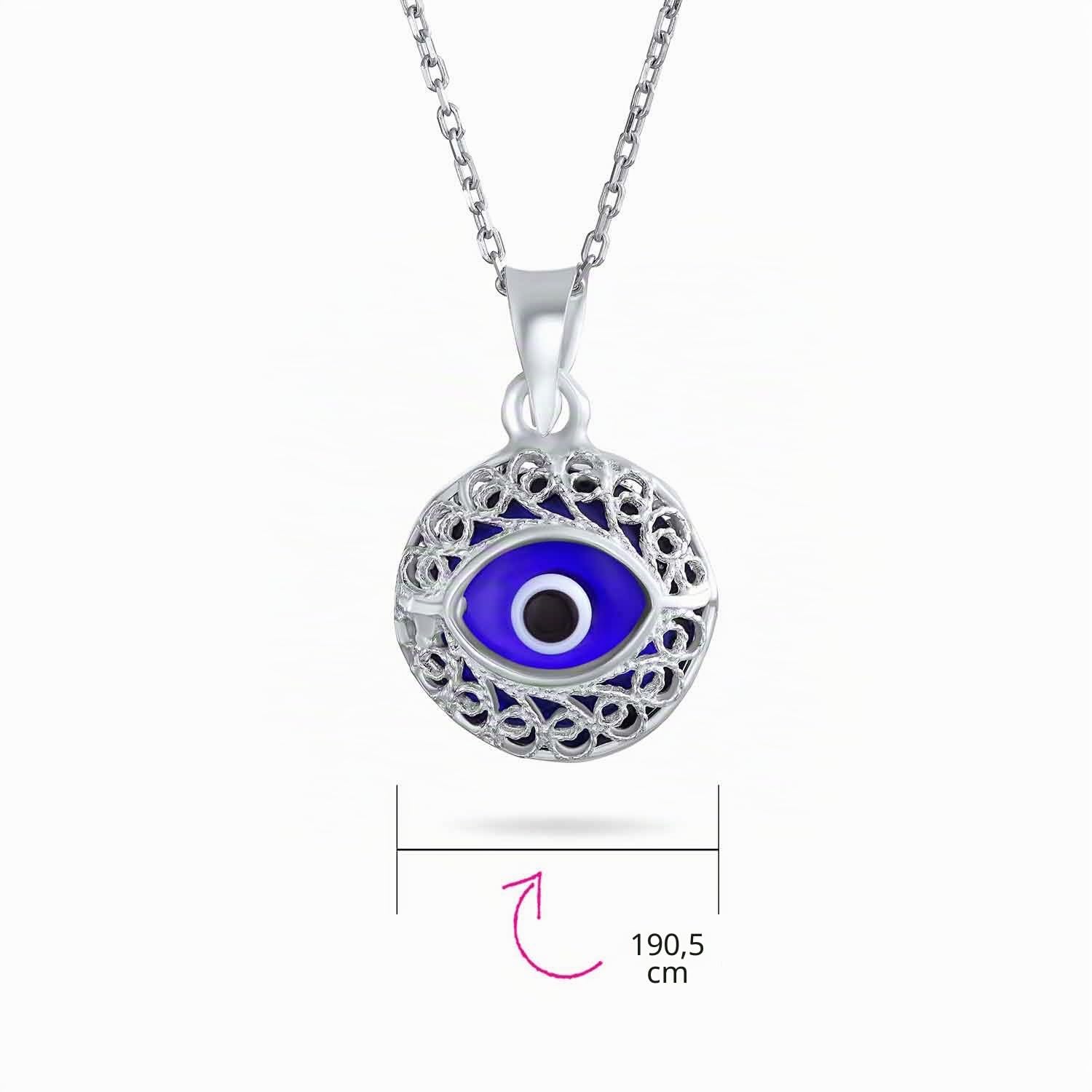 Bling Jewelry Amulette De Protection Spirituelle Turque Cercle Rond Mobile Flottant Bleu Nazar Marine Pendentif Breloque Œil Maléfique En Filigrane Collier Pour Femme Pour Ado En Argent Sterling 925