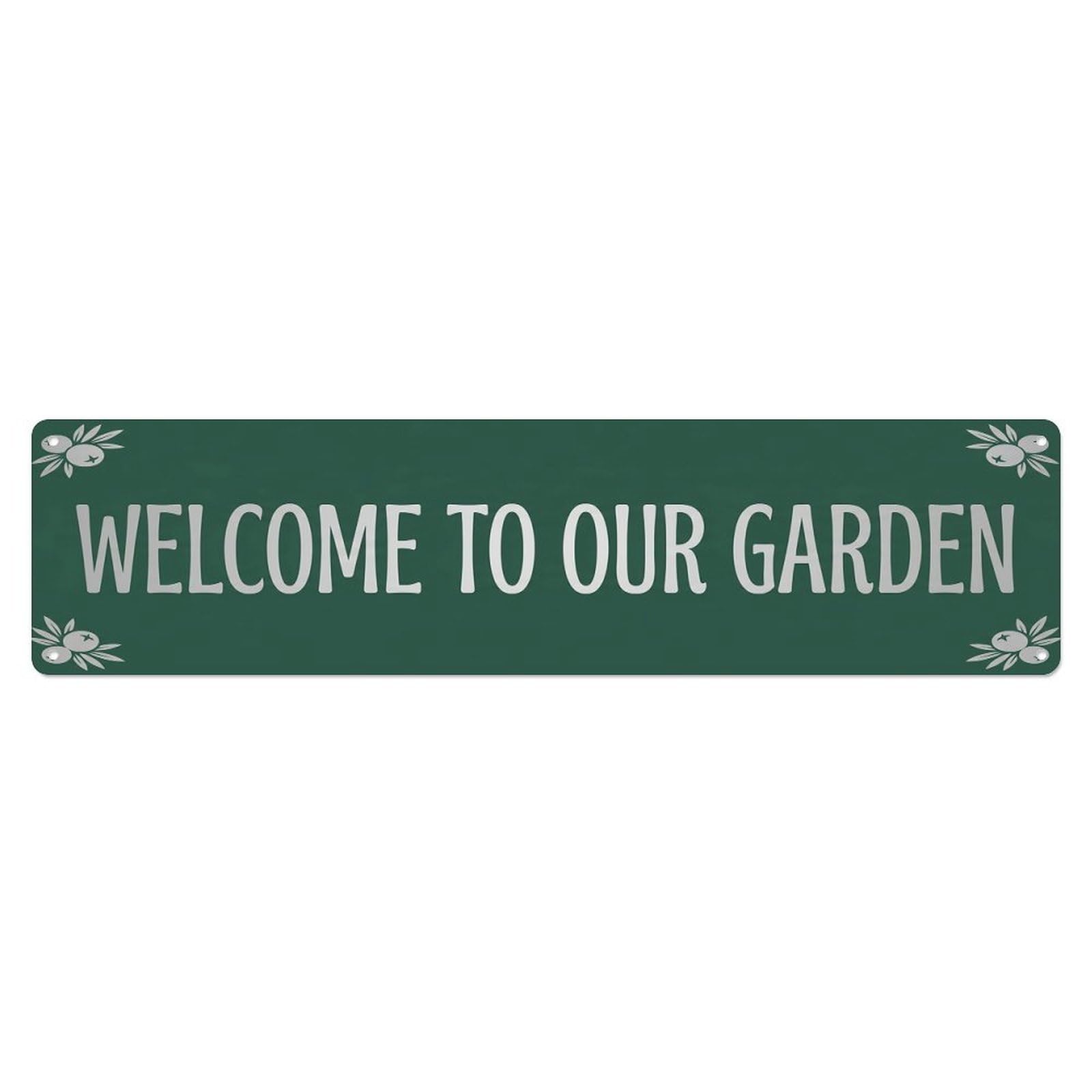 Vintage Welcome to Our Garden Juniper Metal Tin Sign