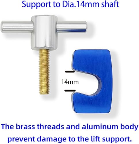 Miniatura 2 de Abrazadera de soporte de elevación, 2 unidades, eje de hasta 0.551 in de diámetro, mango de varilla en T de metal sólido, abrazadera en C y perno de