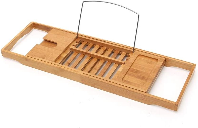 Tray Luxury Bathroom Bamboo Bath Bathtub Shelf Caddy Tray Rack Wine Glass Book Holder Bathtub Organizer