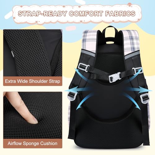 MOMUVO Girls Backpack with Lunch Box Pencil Case, Backpack for Girls Kindergarten Elementary Preschool Middle3