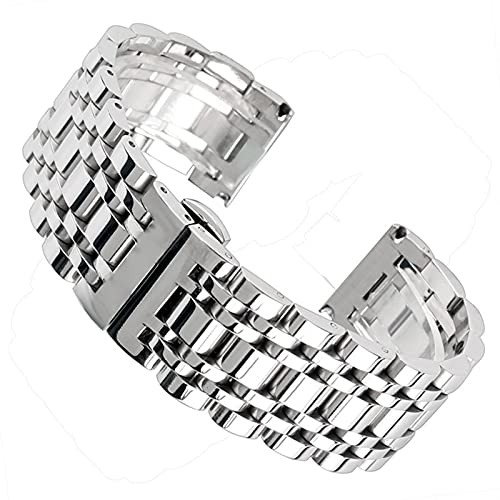 Sangle montre acier inoxydable 22mm bouton dissimulée argenté - 7