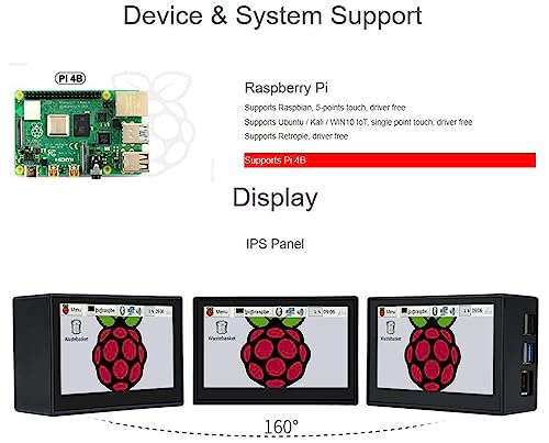 Image of 4.3inch DSI LCD Display with Case for Raspberry Pi 4B, 800x480 Capacitive Touchscreen MIPI DSI Interface IPS Wide Angle, Supports Raspbian /Ubuntu /Kali / WIN10 IoT /Retropie, Driver Free