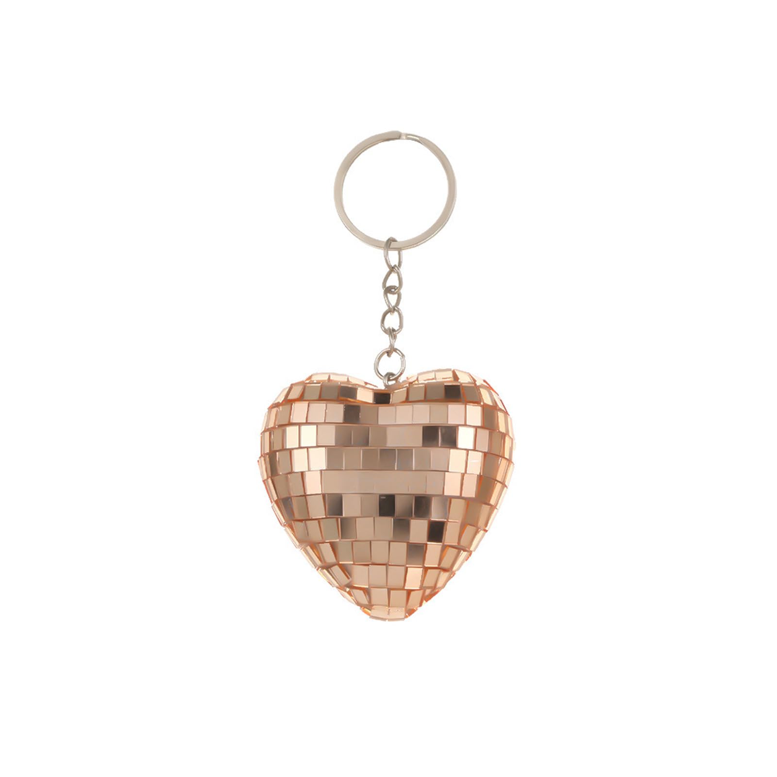 Buxuaaaa Shimmering Heart Ball Keychain Smooth Mirrored Glass Sphere Pendant Keyring Ornament Accessories Friend Family Heart Shaped Reflective Keyring