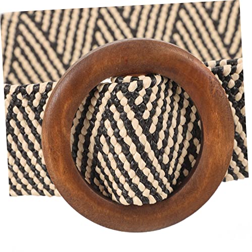 Woven Waist Belt with Wood Buckle for Girls Elastic Strap for Dresses Comfortable and Versatile Daily Use for Parties and Casual Outfits4