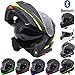 Produktbild Leopard LEO-727 Doppelvisier Anti-Fog Visier BL-A4 Bluetooth Klapphelm Fullface Helm Motorradhelm #4 Matt Schwarz/Gelb S (55-56cm) Damen und Herren Integralhelm ECE Genehmigt Motorrad Roller