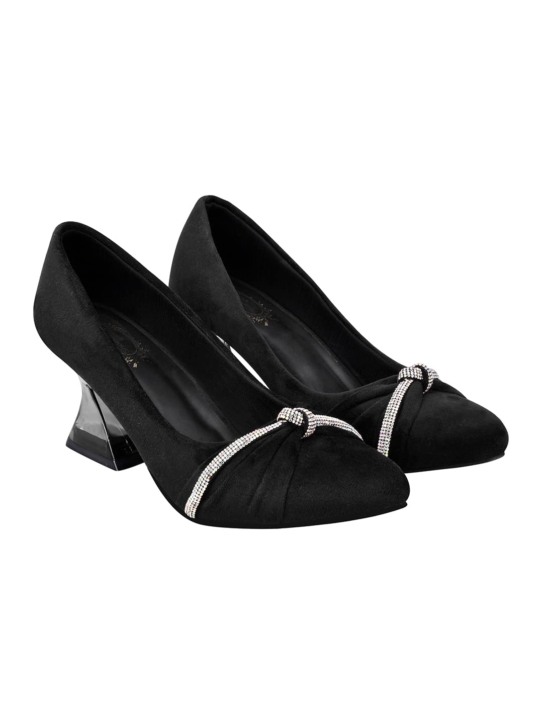 Shoetopia Women & Girls Rhinestone Decor Pointed Toe Stylish Pumps/Monika/Black/UK5-EU38 (B0BPC68ZKB) Amazon Price History, Amazon Price Tracker