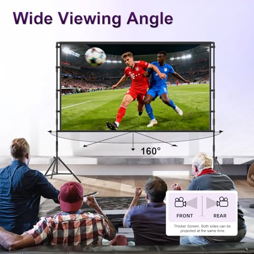 100 inch Projector Screen and Stand, Outdoor Indoor Projector Screen16:9 Foldable Portable Projector Screens for Movie Night Support Double Sided Projection 100inch