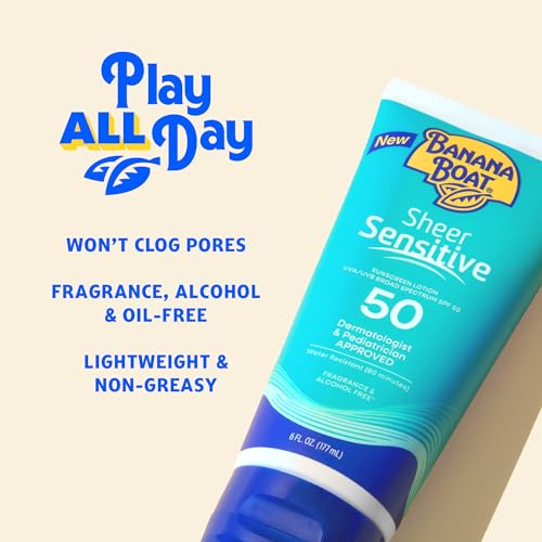 Image of Banana Boat Sheer Sensitive Sunscreen Lotion SPF 50, 6 Fl Oz (Pack of 12)