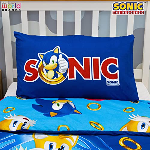 Sonic The Hedgehog Official Speed Design Single Duvet Cover Set | Reversible 2 Sided Bedding Including Matching Pillow Case, Blue