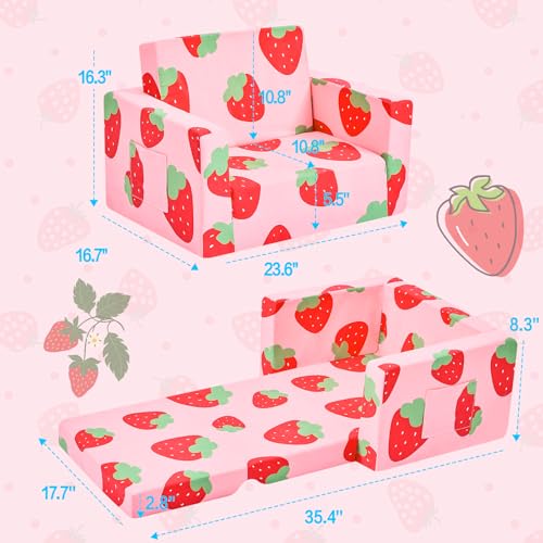 image for IFNOW Toddler Couch, Kids Chair Couch, 2-in-1 Kids Couch Fold Out, Con