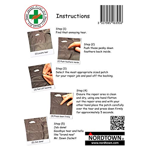 Nordtown Red Down Jacket Repair Kit (11 Pcs) - Oval & Circle Patches - Outdoor Gear