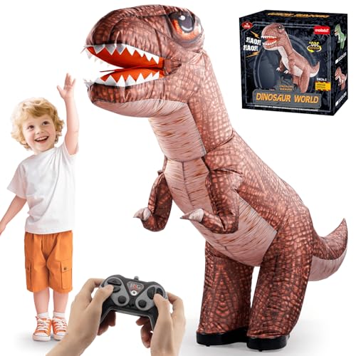 Jiakora Ferngesteuerter Dinosaurier, 150cm aufblasbarer Dinosaurier mit Fernbedienung, elektrisches Dino Spielzeug mit Sound, 360° Drehung, 4-Wege-Bewegung, Spielzeug Geschenk für 3 Jahre + Kinder