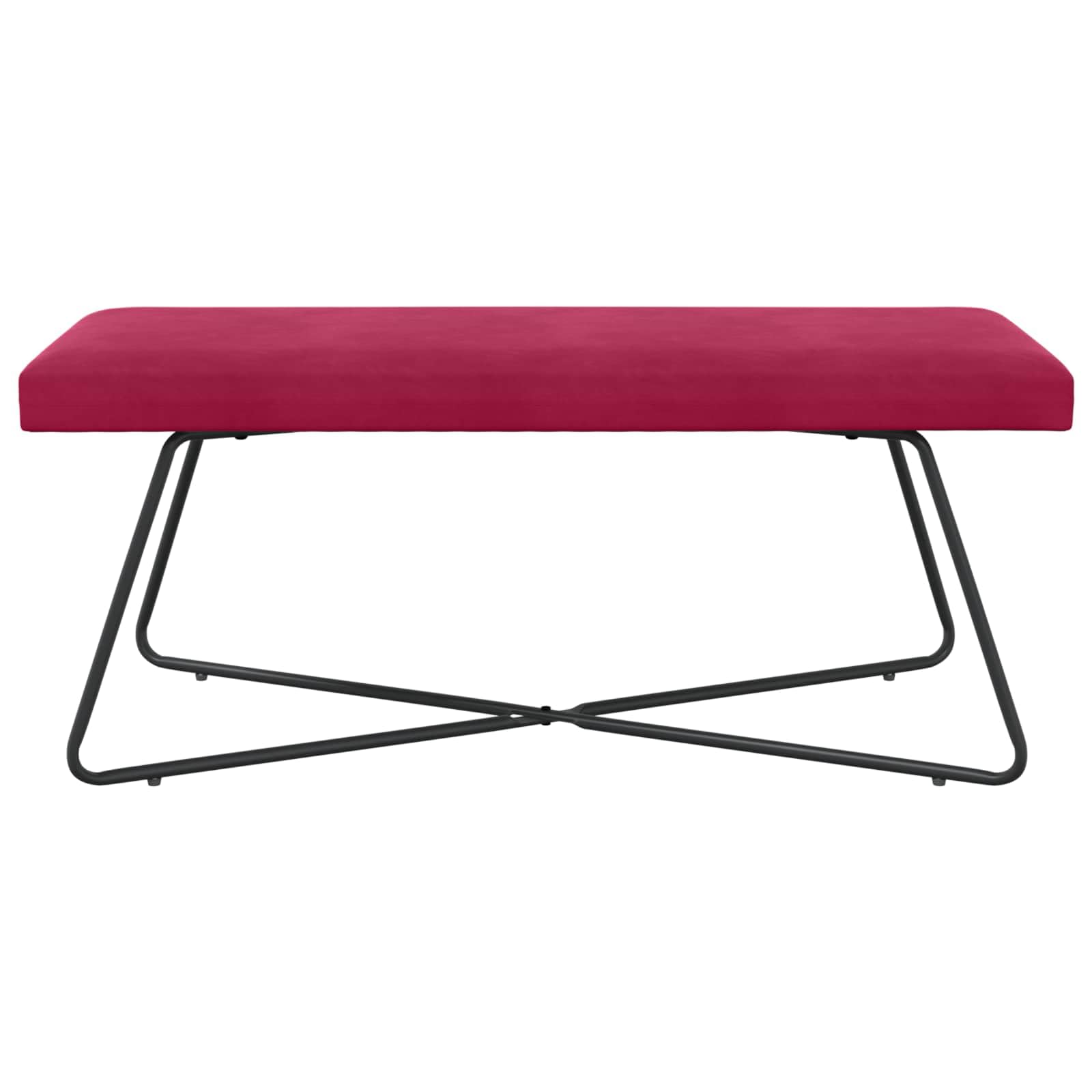 Ława Uni bordowy aksamit z ramą z materiału drewnopochodnego, 110 x 40 x 45 cm, nowoczesna ławka do siedzenia do salonu, korytarza, jadalni, sypialni, wygodna tapicerowana ławka ze stabilną