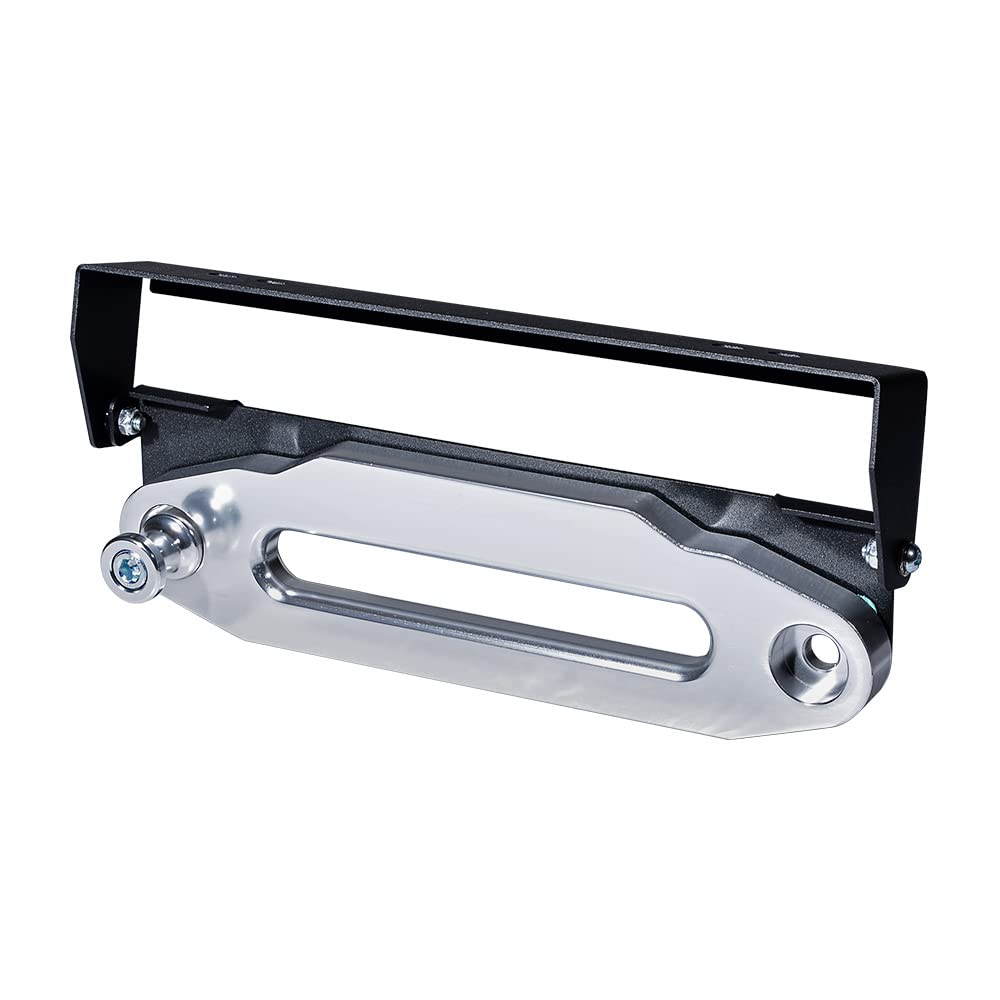 AMOPACORP 10 inch Silver Hawse Fairlead 8000-15000 LBs + 254mm Flip-Up Mounted License Plate Holder + Winch Rope Hook Stand Kit (Silver/Black, 3