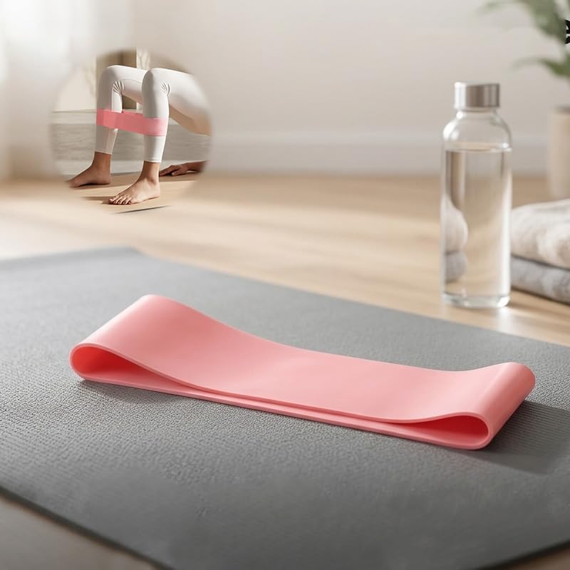 Resistance Loop Band for Yoga and Pilates, 23.6 x 2 Inch Pink Exercise Band, Single Pack Elastic Workout Band, Sports Accessories
