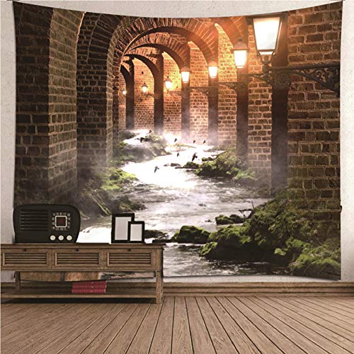 Tapiz de pared de iglesia retro KnSam: dale un toque europeo a tu salon con este mantel de 210x140