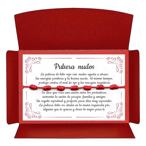 arana's® - Pulsera siete nudos roja original - Amuleto para la buena suerte - Contra el mal de ojo - Hilo rojo protección energía negativa - Mujer hombre niños pareja amigos (1 Pulsera)