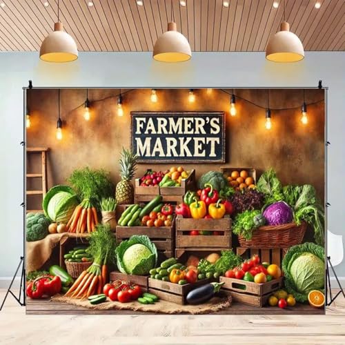 Fondo Vinilo Mercado Agricultores 7x5ft miniatura 6