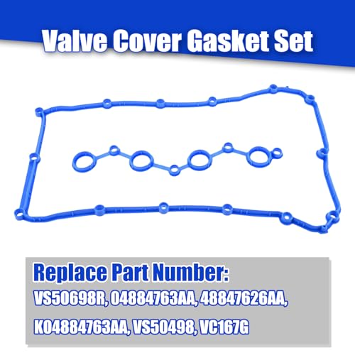Image of VS50698R Engine Valve Cover Gasket Set for 2008 Dodge Avenger Journey Caliber 1.8 2.0 2.4L, for 2008 Jeep Compass Patriot, for 200 Sebring 2007 2008 2009 2010 2011 2012-2020, Replace 04884763AA VC167G