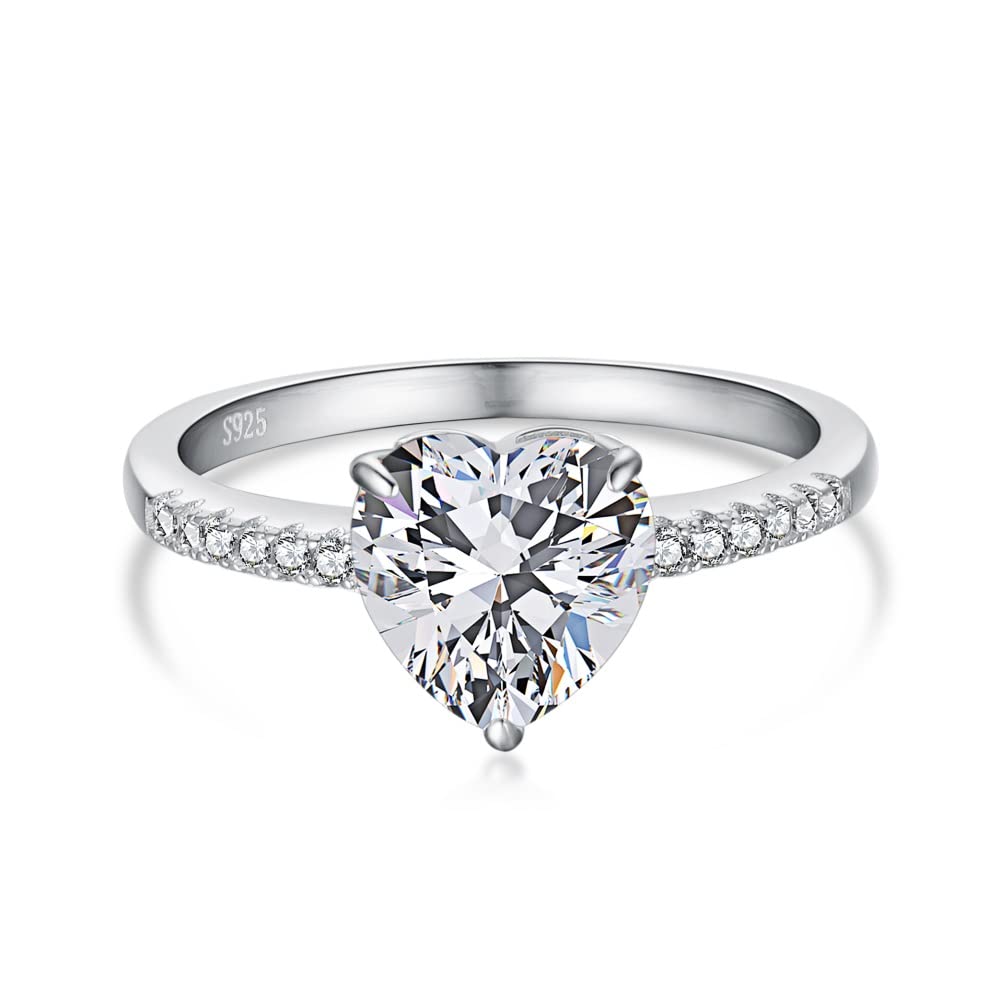 MISS JO 92.5 Sterling Silver Eternal Heart Engagement Ring, Heart Shaped Solitaire Ring, Elegant Whites Collection, Gift for Women, BIS Hallmarked - Size 6 (B0C6GZF4NB) Amazon Price History, Amazon Price Tracker